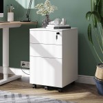 DEVAISE 3 Drawer Rolling File Cabinet with Lock Wood Under Desk Filing Cabinet fits Letter Legal A4 Size for Home Office White