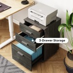 DEVAISE 3 Drawer Wood Mobile File Cabinet Rolling Filing Cabinet for Letter A4 Size Dark Oak