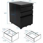 MOUNT-IT! Mobile File Cabinet with 3 Drawers | Under Desk Rolling Storage with Lock for Supplies Files and Materials Mobile Space Saving for Home and Office
