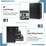 Pataku 3 Drawer Lateral File Cabinet with Lock Heavy Duty Steel Filing Cabinet for Legal Letter Size Home Office Locking Metal Storage Cabinet BlackEasy Assemble…