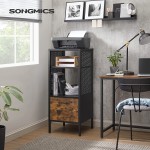 SONGMICS File Cabinet Vertical Filing Cabinet Office Cabinet with Compartments and Drawer Steel Storage Cabinet for Office Study Living Room Rustic Brown and Black UOMC301B01