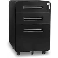 Superday Metal File Cabinet with Wheels and Keys 3 Drawer Filing Cabinet Pre-Assembled Mobile Under Desk Storage Cabinet for A4 Letter Legal Black