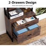 Tribesigns 2 Drawer Vertical File Cabinet with Lock & Bookshelf Letter Size Large Modern Filing Cabinet Printer Stand with Open Storage Shelves for Home Office Dark Brown