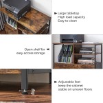 VASAGLE Filing Cabinet for Home Office File Cabinet with Open Shelves and Drawer for A4 and Letter Sized Documents Printer Stand with Casters Industrial Rustic Brown and Black UOFC043B01