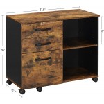 VASAGLE Industrial 3-Drawer File Cabinet Mobile Lateral Filing Cabinet with Open Compartments for A4 Letter Sized Documents Printer Stand Rustic Brown and Black UOFC041B01