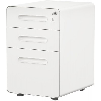 YITAHOME 3-Drawer Rolling File Cabinet Metal Mobile File Cabinet with Lock Filing Cabinet Under Desk fits Legal Letter A4 Size for Home Office Fully Assembled-White