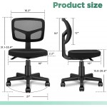 Armless Task Office Chair,MOLENTS Small Desk Chair with Mesh Lumbar Support,Ergonomic Computer Chair No Arms,Adjustable Swivel Home Office Chair for Small Spaces,Easy Assembly,Mid Back,No Armrest
