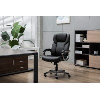 Basics High-Back Bonded Leather Executive Office Computer Desk Chair Black 6ft