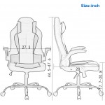 BestOffice PC Gaming Chair Ergonomic Office Chair Desk Chair with Lumbar Support Flip Up Arms Headrest PU Leather Executive High Back Computer Chair for Adults Women Men Grey