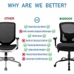 Big and Tall Office Chair 400lbs Bigroof Ergonomic Mesh Desk Computer Chair with Adjustable Lumbar Support Arms High Back Wide Seat Task Executive Rolling Swivel Chair for Women Men Heavy People