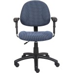 Boss Office Products Perfect Posture Delux Fabric Task Chair with Adjustable Arms in Blue