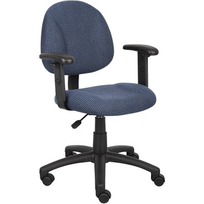 Boss Office Products Perfect Posture Delux Fabric Task Chair with Adjustable Arms in Blue