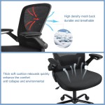Ergousit Ergonomic Home Office Chair Mesh Office Chair Flip Up Arms with Lumbar Support Adjustable Comfortable Computer Desk Chair Ergonomic 250Lbs Capacity Black