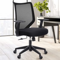 Etasker Ergonomic Office Chair Home: Mesh Desk Chair with Adjustable Arms Mid Back Computer Chairs for Women Adults Swivel Task Chair Comfortable for Home Office Black