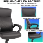 Executive Office Chair Computer Desk Chair Ergonomic Big and Tall PU Leather Swivel Managerial Chair Adjustable High Back Chair with Padded Armrests