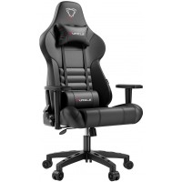 Furgle Gaming Chair,Gaming Chairs for Adults,Racing Style High-Back Office Chair,PU Leather Ergonomic Video Computer Chair Adjustable Armrests,Headrest and Lumbar Support,Rocking Mode Black