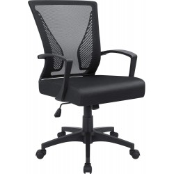 Furmax Office Chair Mid Back Swivel Lumbar Support Desk Chair Computer Ergonomic Mesh Chair with Armrest Black