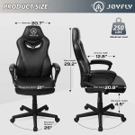 Gaming Chair Computer Chair Gamer Chair for Adults Teens Kids JOYFLY Silla Gamer Video Game Chairs Racing Ergonomic PC Office Chair （Black-Leather）