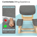 Giantex Kneeling Chair Wood Posture Chair w Soft Cushion Natural Relief for Back Shoulder or Neck Pain Ergonomic Kneeling Desk Chair for Office Home Grey