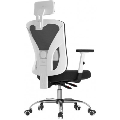 Hbada Ergonomic Office Desk Chair with Adjustable Armrest Lumbar Support Headrest and Breathable Skin-Friendly Mesh White