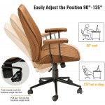 Home Office Chair Brown Office Chair Leather Desk Chair Ergonomic Computer Chair Mid Back Swivel Task Chair Adjustable Racing Chair Armrest Capacity 400lbs