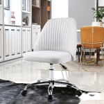 Home Office Chair Mid-Back Armless Twill Fabric Adjustable Swivel Task Chair for Small Space Living Room Make-up Studying