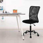 Home Office Chair Mid Back Mesh Desk Chair Armless Computer Chair Ergonomic Task Rolling Swivel Chair Back Support Adjustable Modern Chair with Lumbar Support Black