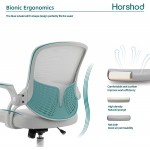 Horshod Ponyo Office Chair Ergonomic Desk Chair Breathable Mesh Computer Chair with Flip up Armrests Adjustable Mid Back Swivel Task Chair for Home Office and Conference Room Grey