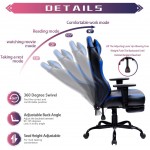 KBEST Massage Gaming Chair High Back Racing PC Computer Desk Office Chair Swivel Ergonomic Executive Leather Chair with Adjustable Back Angle Armrests and Footrest Blue