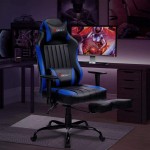 KBEST Massage Gaming Chair High Back Racing PC Computer Desk Office Chair Swivel Ergonomic Executive Leather Chair with Adjustable Back Angle Armrests and Footrest Blue