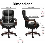 La-Z-Boy Delano Big & Tall Executive Office Chair | High Back Ergonomic Lumbar Support Bonded Leather Black with Mahogany Wood Finish | 45833A