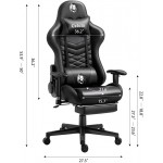 Massage Gaming Chair with Footrest Ergonomic Computer Office Chair Racing Style Adjustable Armrests Easy Assembly Black