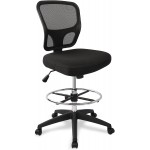 Mesh Drafting Chair Tall Office Chair Ergonomic Standing Desk Chair with Tilt Seat and Adjustable Foot Ring Black