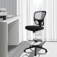 Mesh Drafting Chair Tall Office Chair Ergonomic Standing Desk Chair with Tilt Seat and Adjustable Foot Ring Black
