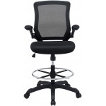 Modway Veer Reception Desk Flip-Up Arm Drafting Chair in Black