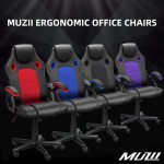 Muzii Gaming Computer Chair Video Game Chair PU Leather Ergonomic Adjustable Racing Office Desk Chair with Wheels for Teens and Kids Blue