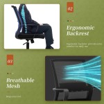 Office Chair Ergonomic Chair Mid Back Mesh Desk Chair Adjustable Height Swivel Mesh Chair Computer Chair with Armrest Lumbar Support Black
