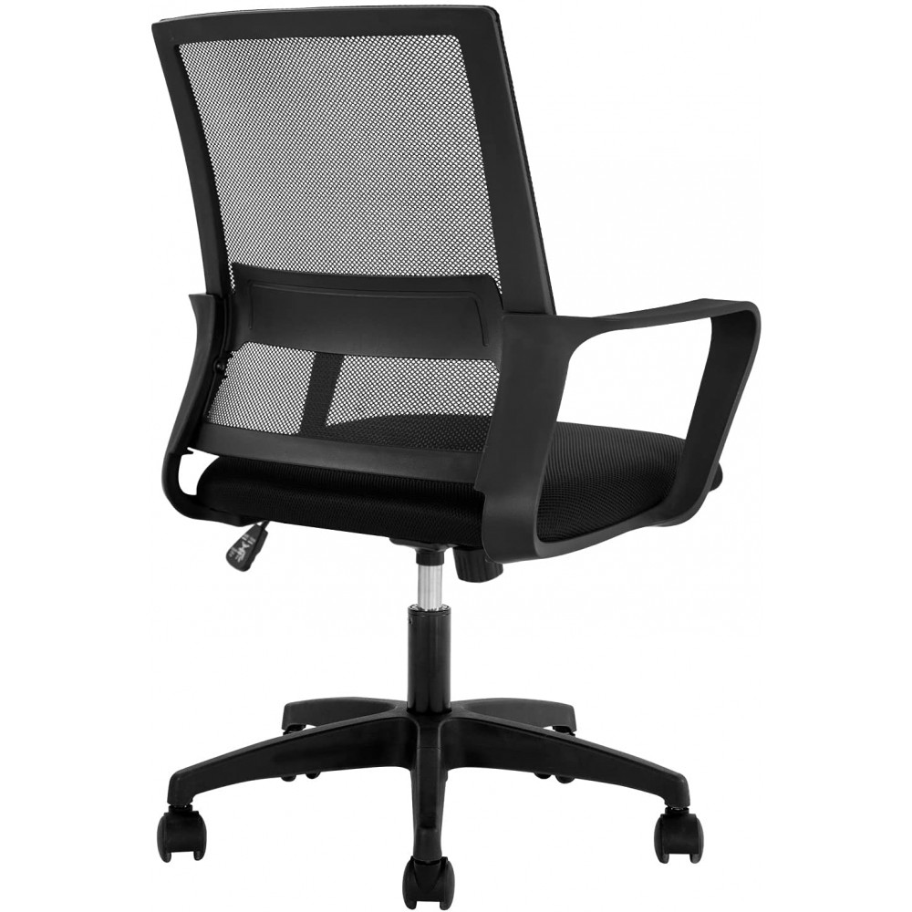 Office Chair Ergonomic Chair Mid Back Mesh Desk Chair Adjustable Height Swivel Mesh Chair Computer Chair with Armrest Lumbar Support Black