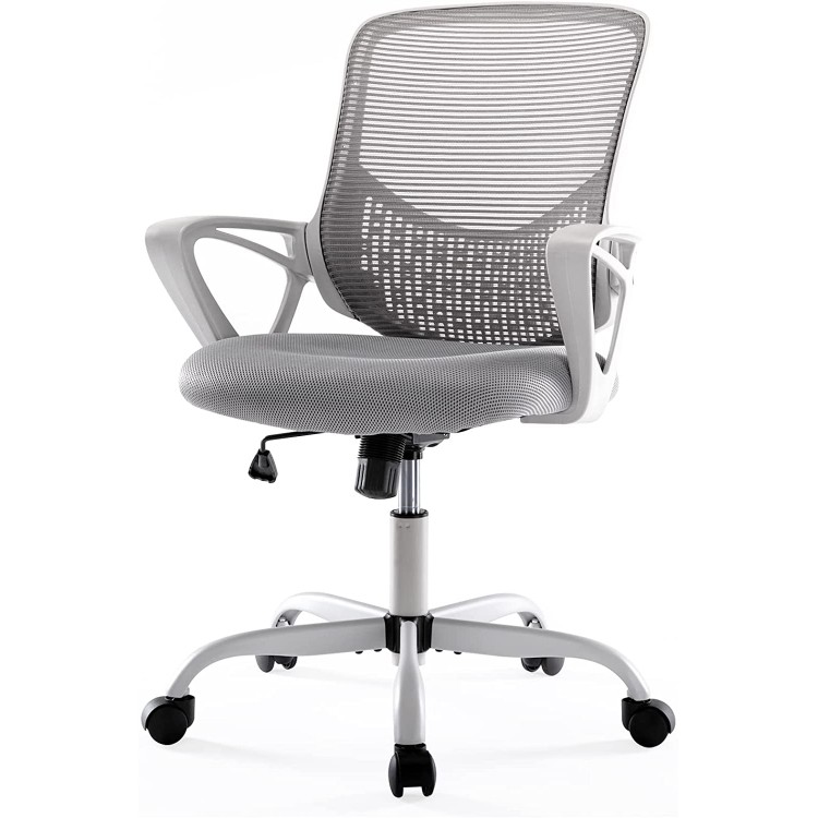 Office Chair Ergonomic Computer Desk Chair Mesh Mid-Back Height Adjustable Swivel Chair with Armrest for Home Study Meeting