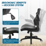 Office Chair Ergonomic Desk Chair Mesh Midback Computer Chair with Flip-up Arms Swivel Chair with Adjustable Height & Lumbar Support Home Office Desk Chair Black