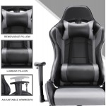 Office Chair Ergonomic Reclining Computer Gaming Chair PU Leather Comfortable Swivel Task Home Office Desk Chair High Back with Adjustable Armrests Black Grey