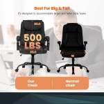 Office Chairs for Heavy People Big and Tall 500lbs Wide Seat Ergonomic PU Leather Desk Chair Adjustable Rolling Swivel Executive Computer Chair with Lumbar Support Headrest Task Chair Black