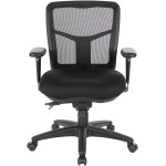 Office Star ProGrid Mid Back Managers Chair with Adjustable Arms Multi-Function and Seat Slider Black