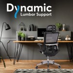 Oline ErgoMax Ergonomic Office Chair Rolling Home Desk Chair with 4D Adjustable Flip Armrests 3D Adjustable Lumbar Support and Blade Wheels Mesh Computer Executive Swivel Gaming Chair Black
