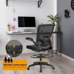 POWERSTONE Drafting Chair Ergonomic Office Chairs Stool High Back Adjustable Height Rolling Swivel Computer Task Chair Breathable High-Density Mesh Desk Chair with Executive Lumbar Support