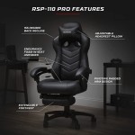 RESPAWN 110 Pro Racing Style Gaming Chair Reclining Ergonomic Chair with Built-in Footrest in Black RSP-110V2-BLK