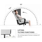 SEATZONE Home Office Desk Chair Fabric Rolling Swivel High Back Adjustable Computer Chair Ergonomic Executive Chair with Wheels White and Grey
