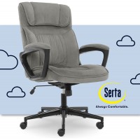 Serta Executive Office Chair Ergonomic Computer Upholstered Layered Body Pillows Contoured Lumbar Zone Base Fabric Black Grey