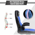 Shuanghu Computer Gaming Chair Ergonomic Recliner Office Chair High Back Gaming Chair with Adjustable Headrest and Swivel Armrests and Lumbar Support for Men Women Adults Gamer Blue