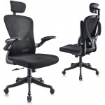 SICHY AGE Office Chair,Ergonomic Office Mesh Chair with Lumbar Support and Headrest,Computer Chair with Flip-up Arms and Adjustable Height,Home Office Desk Chair with Wheels,Black